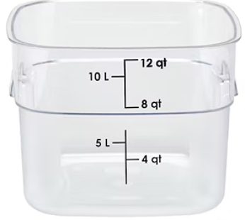 STORAGE CONTAINER POLYCARBONATE SQUARE CLEAR – 12Lt CAMBRO