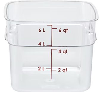 STORAGE CONTAINER POLYCARBONATE SQUARE CLEAR – 6 Lt CAMBRO