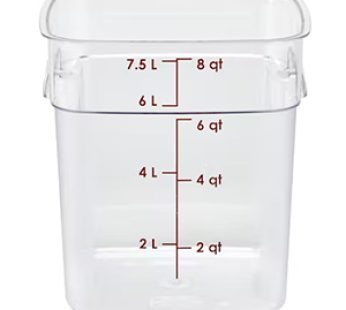 STORAGE CONTAINER POLYCARBONATE SQUARE CLEAR – 8 Lt CAMBRO