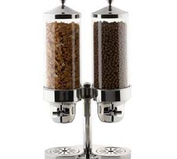 CEREAL DISPENSER DOUBLE S/STEEL -POLYCARB CYLINDER