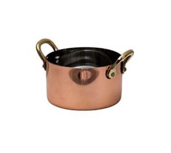 COPPER PLATED STAINLESS STEEL MINI POT W 2 HANDLES 90MMX52MM
