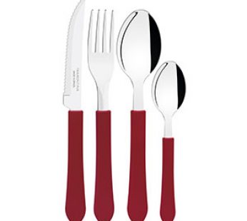 CUTLERY SET 24PC TRAMONTINA RED WITH HOLDER