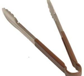 TONGS COLOURED UTILITY BROWN 300mm (COOKED MEAT)