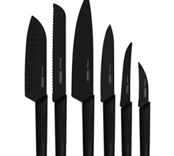 KNIVES SET 6 PCS ST/STEEL BLACK TEXT. NYGMA TRAMONTINA