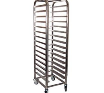 MOBILE TRAY TROLLEY STAINLESS STEEL – 15 SHELVES