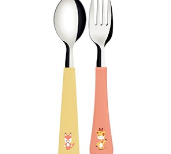 BABY CUTLERY 2PC SET BABY FRIENDS STAINLESS STEEL TRAMONTINA