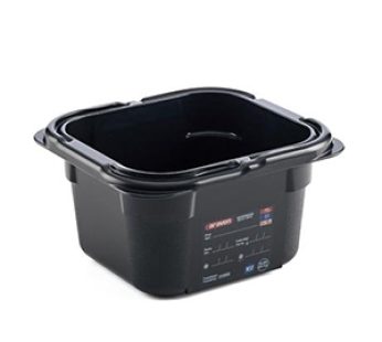 FOOD PAN/CONTAINER 176X162X100mm GN1/6 BLACK ARAVEN